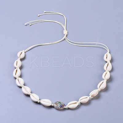 Adjustable Cowrie Shell Beaded Necklace and Bracelets Jewelry Sets SJEW-JS01019-1