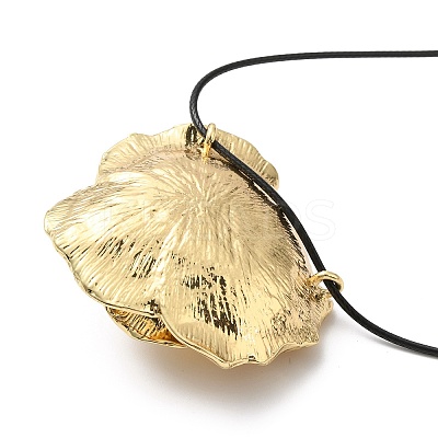 Zinc Alloy Rose Flower Pendant Necklace with Leather Cords LS-NJEW-D044-01KCG-1