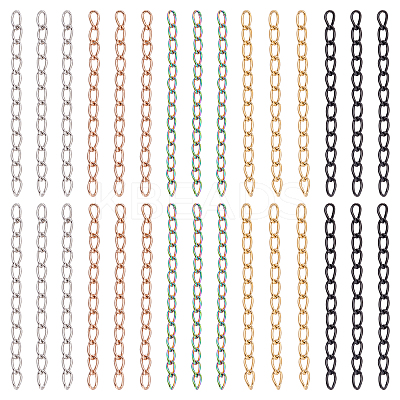 100Pcs 5 Colors 304 Stainless Steel Curb Chains Extender STAS-UN0038-15B-1