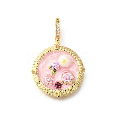 Brass Micro Pave Cubic Zirconia & Enamel Pendants KK-R222-14G-02-1