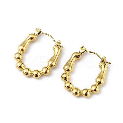 Ion Plating(IP) 304 Stainless Steel Round Beaded Hoop Earrings for Women EJEW-I284-17G-1