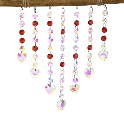 Quartz Crystal & Wood Pendant Decorations HJEW-M007-04P-1