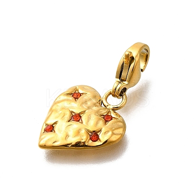 Heart 304 Stainless Steel Rhinestones Pendant Decorations STAS-R159-50G-06-1