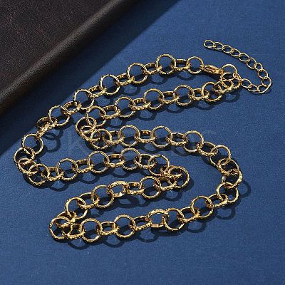 304 Stainless Steel Textured Rolo Chain Necklaces for Women NJEW-U050-01G-1