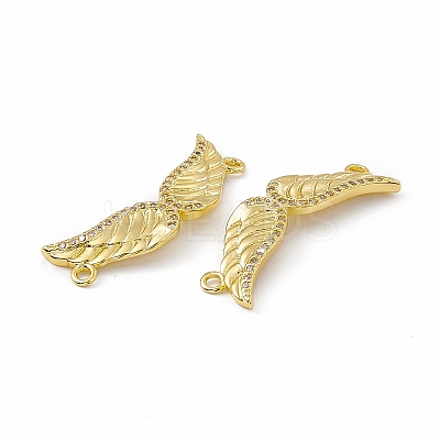 Brass Micro Pave Clear Cubic Zirconia Connector Charms KK-E068-VC078-1