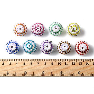 20Pcs 9 Colors Striped Resin Rhinestone Beads OACR-FS0002-35-1