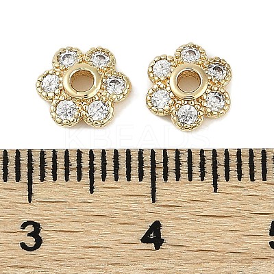 Brass Micro Pave Clear Cubic Zirconia Bead Caps KK-I719-07G-1