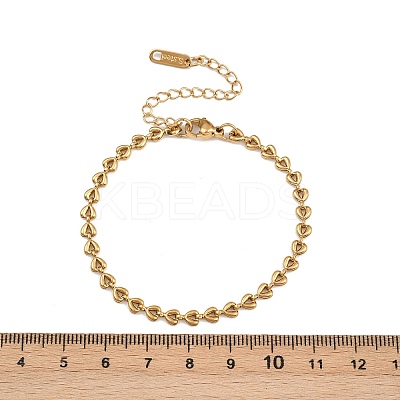4MM 304 Stainless Steel Heart Link Chain Bracelets for Women LS-BJEW-G759-07G-1
