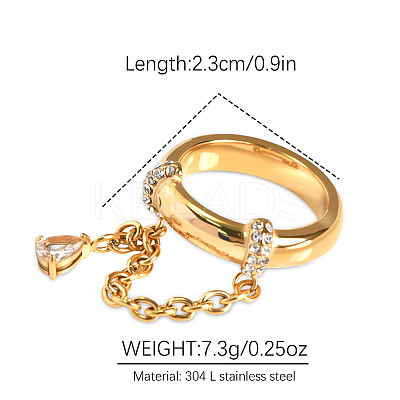 304 Stainless Steel Micro Pave Clear Cubic Zirconia Finger Rings FS-WGB0E10-02-1