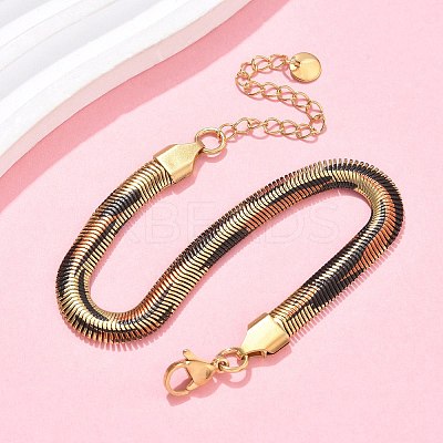 304 Stainless Steel Snake Chain Bracelets for Women BJEW-C103-02G-1