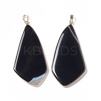 Natural Dyed & Heated Black Agate Big Pendants G-P491-06G-01-1