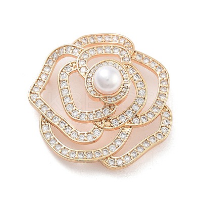 Rack Plating Brass Micro Pave Clear Cubic Zirconia Pendants KK-C063-05G-1