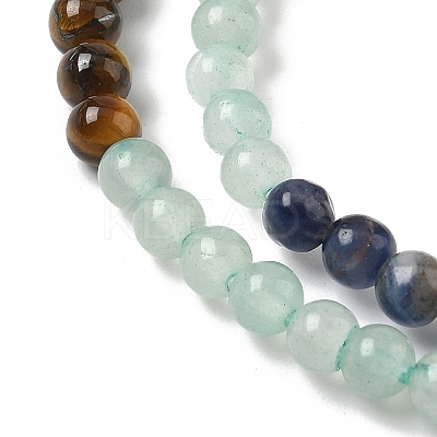 Chakra Natural Red Jasper & Yellow Jade & Green Aventurine & Tiger Eye & Sodalite & Amethyst Beads Strands X-G-NH0002-E02-4mm-1