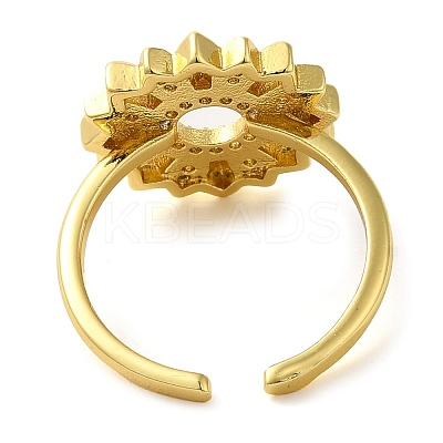 Brass Micro Pave Clear Cubic Zirconia Open Cuff Rings for Women RJEW-Z070-04G-03-1