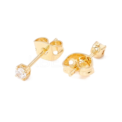 Tiny Clear Cubic Zirconia Square Stud Earrings EJEW-F282-33G-1