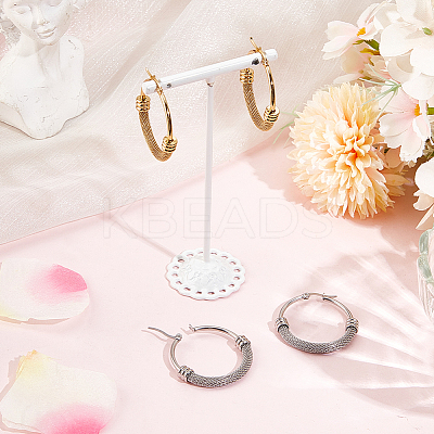 2 Pairs 2 Colors 304 Stainless Steel Mesh Chains Hoop Earrings EJEW-BBC0001-73B-1