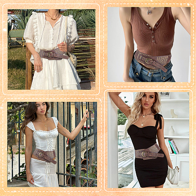 Imitation Leather with Alloy Rivet Chain Belts AJEW-WH20006-252-1