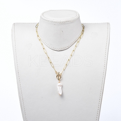 Natural Baroque Pearl Keshi Pearl Pendant Necklaces NJEW-JN02814-1