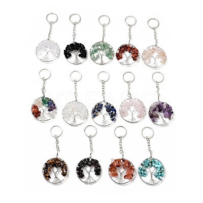 Tree of Life Natural & Synthetic Gemstone Keychain KEYC-G054-01P-1