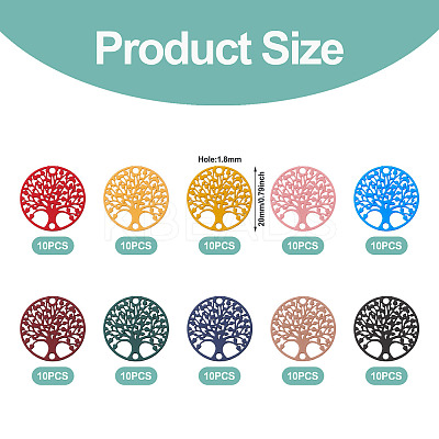 100Pcs 10 Colors Spray Painted 430 Stainless Steel Connector Charms STAS-TA0002-54-1