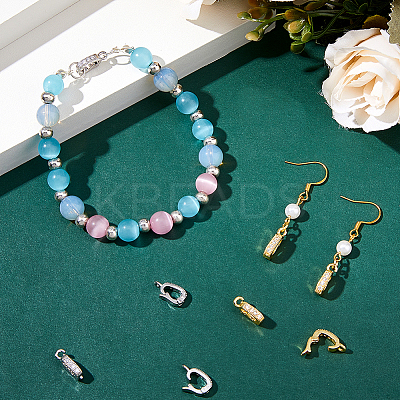 8Pcs 2 Colors Brass Micro Pave Clear Cubic Zirconia Twister Clasps KK-FH0007-74-1