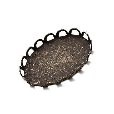 Flat Oval Brass Lace Edge Bezel Cups X-KK-E185-AB-NF-1