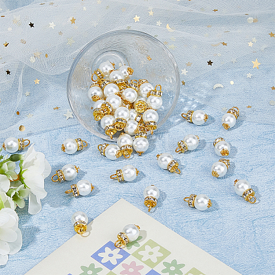 80Pcs Glass Pearl Pendants PALLOY-FH00016-1
