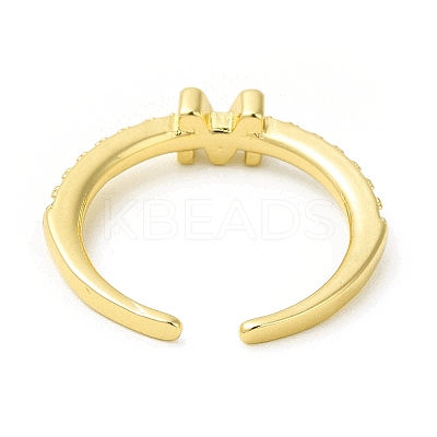 Clear Cubic Zirconia Initial Letter Open Cuff Ring RJEW-H120-09G-M-1
