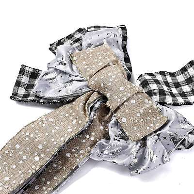 Christmas Linen Big Bowknot Pendant Decorations AJEW-S088-03D-1