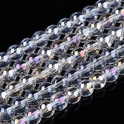 Electroplate Transparent Glass Beads Strands GLAA-T032-T4mm-AB13-1