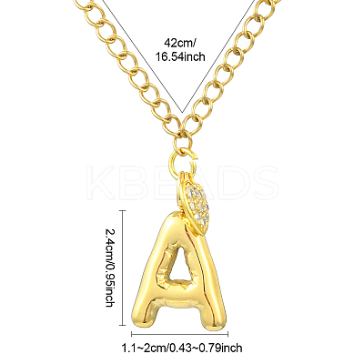 304 Stainless Steel Clear Cubic Zirconia Heart & Letter Pendant Curb Chain Necklaces for Women NJEW-FS00012-27N-1