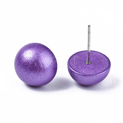 Pearlized Half Round Schima Wood Earrings for Girl Women EJEW-N048-001-08-1