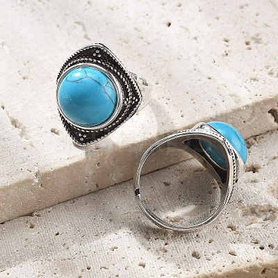 Synthetic Turquoise Adjustable Rings G-P560-03AS-11-1