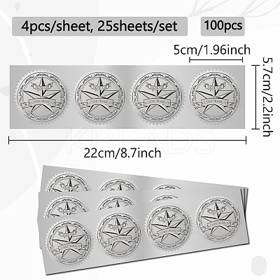 Round Silver Foil Embossed Picture Stickers DIY-WH0503-020-1