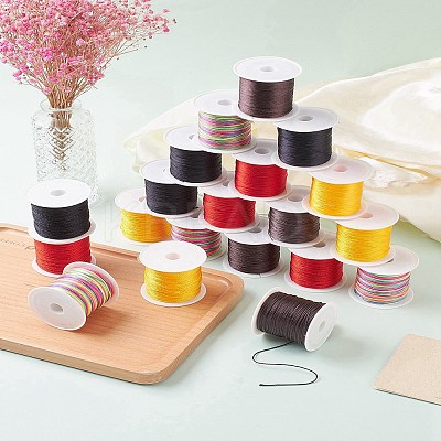 5 Rolls 5 Colros 15-Ply Round Nylon Braided Cord NWIR-YW0001-06B-1