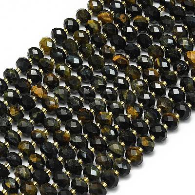 Natural Yellow and Blue Tiger Eye Beads Strands G-P573-A05-01-1