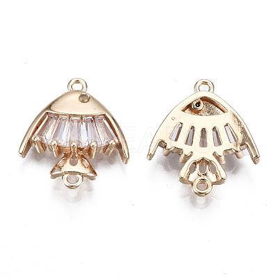 Brass Micro Pave Clear Cubic Zirconia Links Connectors KK-S359-160-RS-1