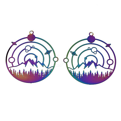 Ion Plating(IP) 201 Stainless Steel Filigree Pendants STAS-S118-028-1