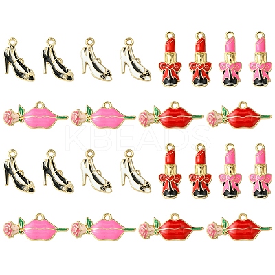 24Pcs 6 Styles Rack Plating Alloy Enamel Pendants ENAM-YW0005-71-1