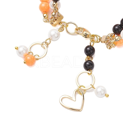 6mm Round Shell Pearl & ABS Plastic Imitation Pearl Tree-Color Multi-Strand Bracelets for Women BJEW-JB10493-1