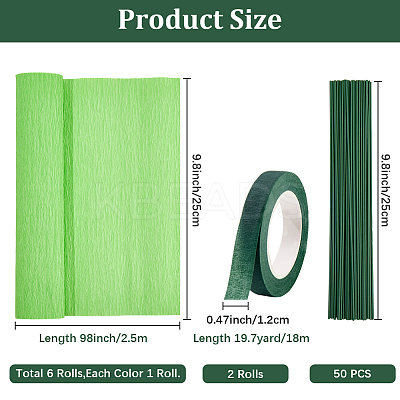 6 Rolls 6 Colors Handmade Crepe Paper DIY-CP0012-89H-1
