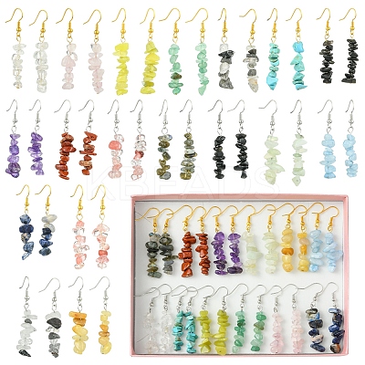 Natural & Synthetic Gemstone Dangle Earrings EJEW-FS00056-1