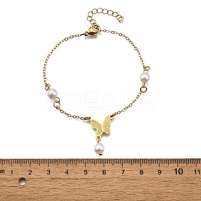 304 Stainless Steel Butterfly Link Bracelets BJEW-C098-01A-G-1
