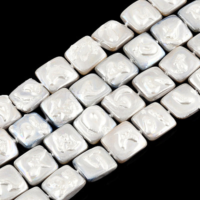 Plating Natural Freshwater Shell Beads Strands SHEL-N026-230A-1