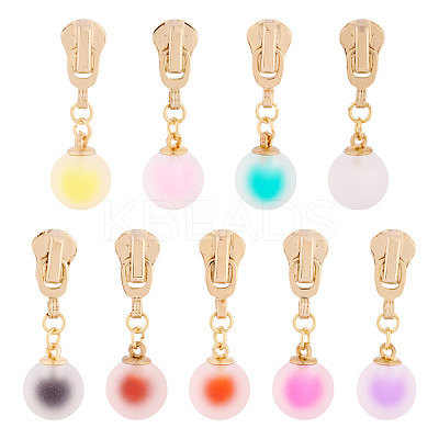 9Pcs 9 Colors Round Alloy & Resin Zipper Sliders HJEW-TAC0077-1