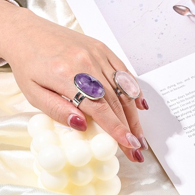Great Valentines Gifts Natural & Synthetic Mixed Stone Rings RJEW-C094-M-1