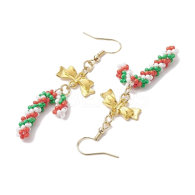 Christmas Theme Glass Seed Beaded Dangle Earrings for Women EJEW-MZ00215-1