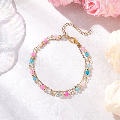 Natural Agate Round Beads Multi-strand Bracelets BJEW-JB12468-01-1