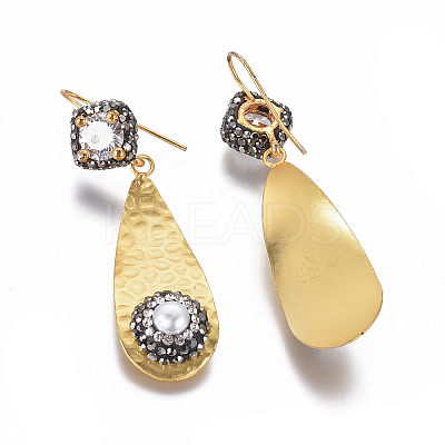 Natural Pearl Dangle Earrings EJEW-F230-01MG-1