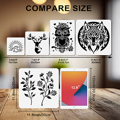 1 Set PET Hollow Out Drawing Painting Stencils DIY-MA0006-48-1